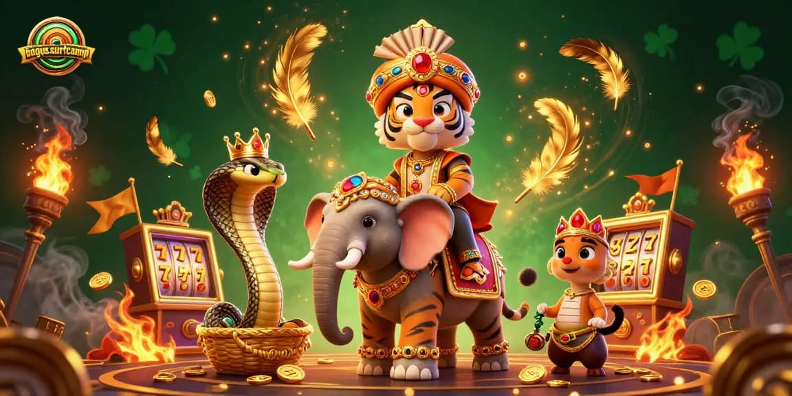 Exciting casino adventure at bagus-surfcamp, featuring slot reels and colorful characters in action