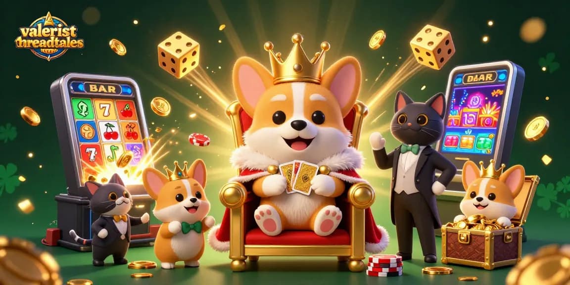 Experience the excitement of valeriesthreadtales as the royal corgi rules the casino world, surrounded by jackpots!
