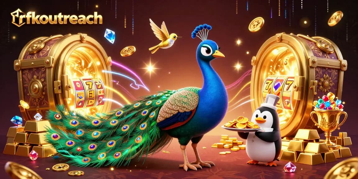 Spin and win with rfkoutreach in an extravagant casino scene filled with vibrant characters and sparkling treasures.