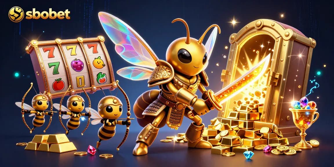 Experience sbobet's thrilling slots and jackpots with this vibrant 3D illustration showcasing dynamic casino elements.