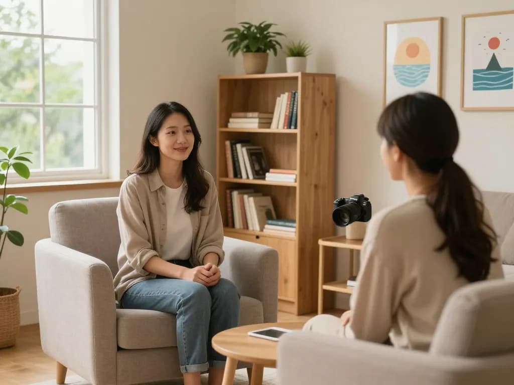 Therapy session focusing on 焦慮症 with a professional providing support in a calming environment.