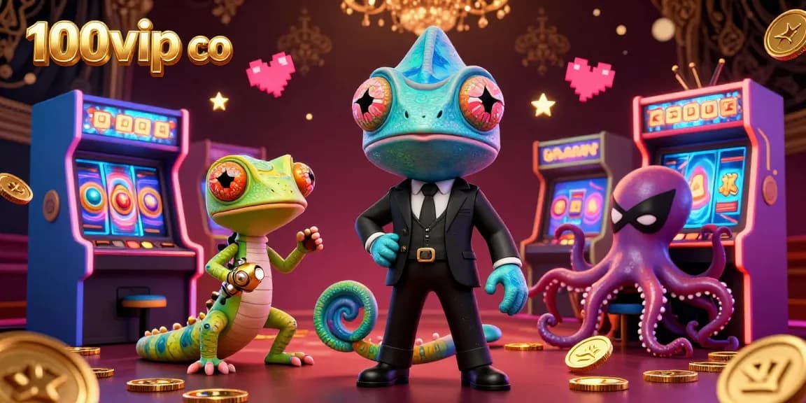 Engaging 3D gaming illustration showcasing 100vip co's vibrant casino and gaming elements.