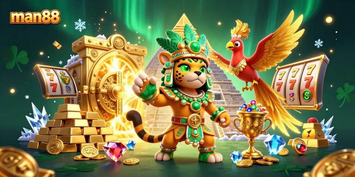 Experience big wins with man88, featuring a Mayan priest, treasures, and exciting slot elements.