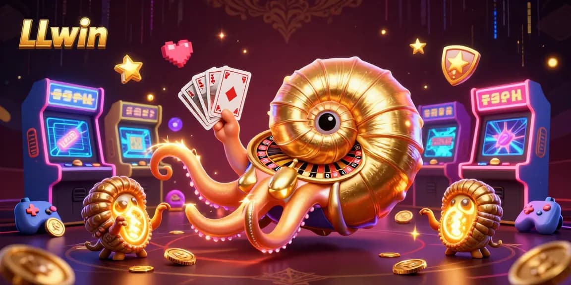 LLwin captivates players with a vibrant 3D casino scene, featuring a nautilus roulette wheel.