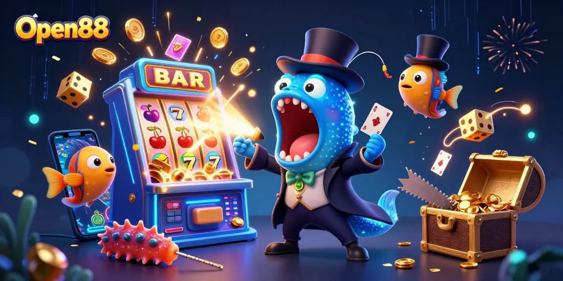 Open88 players enjoy vibrant casino action with a fantastic underwater magic show.