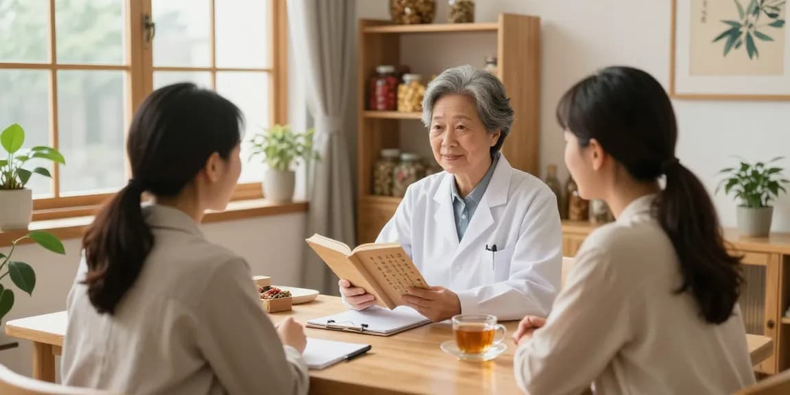 Consultation at 수원한의원 with herbalist discussing personalized health solutions.