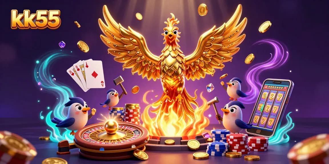 Experience thrilling gameplay at kk55 with golden phoenix and casino elements glistening.