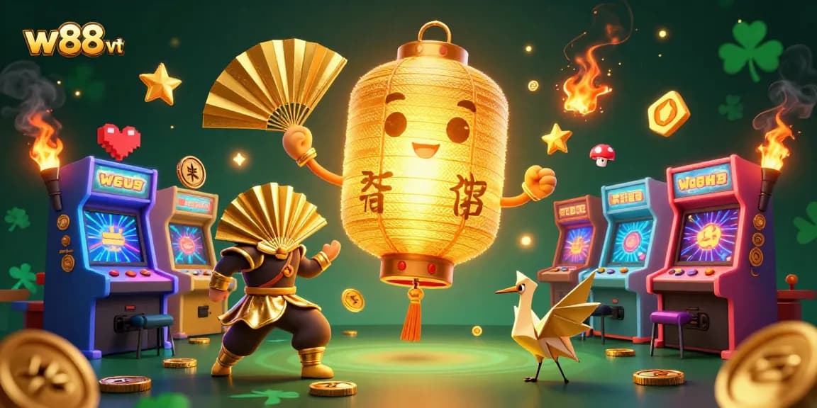 Cá cược dễ dàng tại w88 vt với hình ảnh linh vật may mắn và trò chơi sôi động thu hút người chơi.