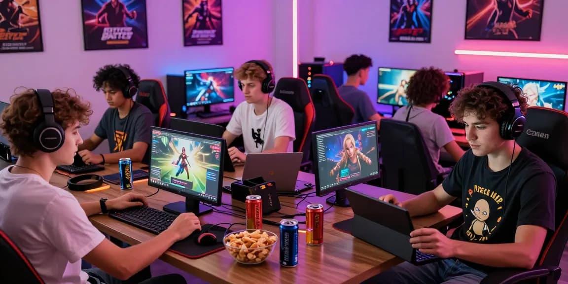Engaging group of gamers enjoying a sex game online in a vibrant home setting.