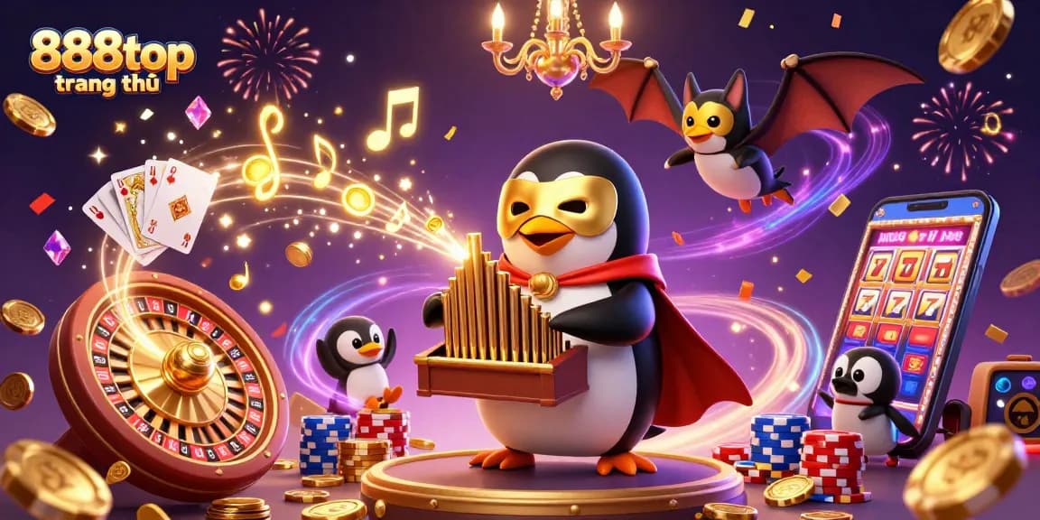 Engage with 888top trang chủ for thrilling casino adventures amidst cascading coins and acrobatic displays
