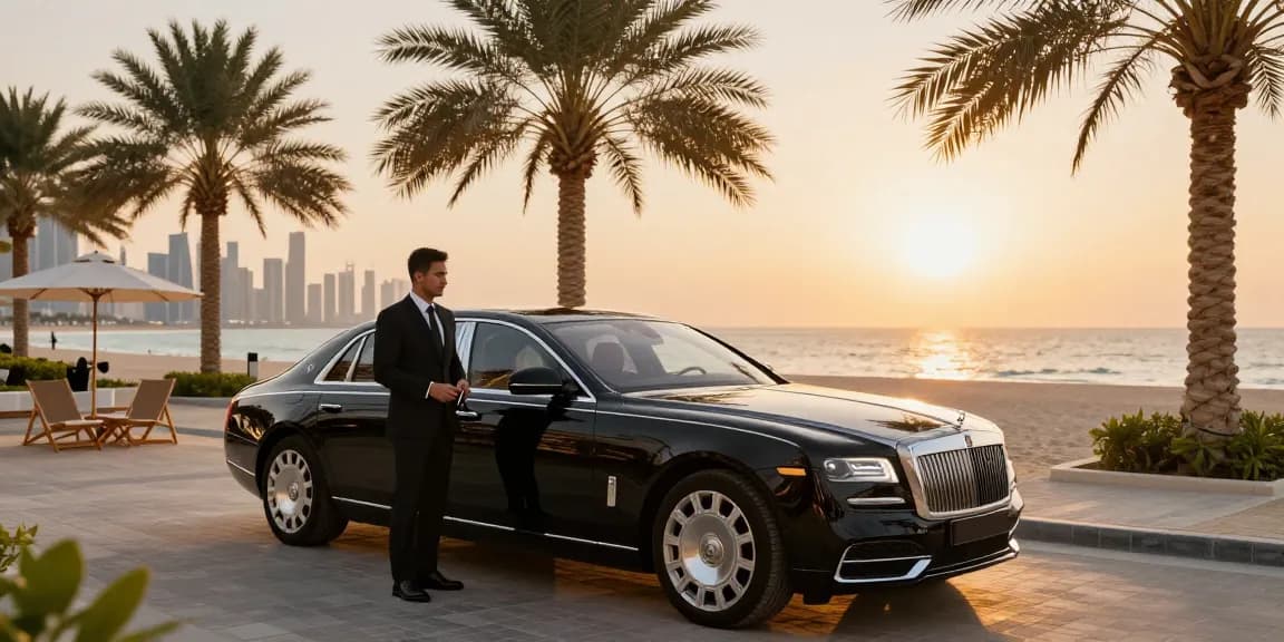 LUXURY 777 mobil mewah disewakan di pantai Dubai dengan pemandangan indah.