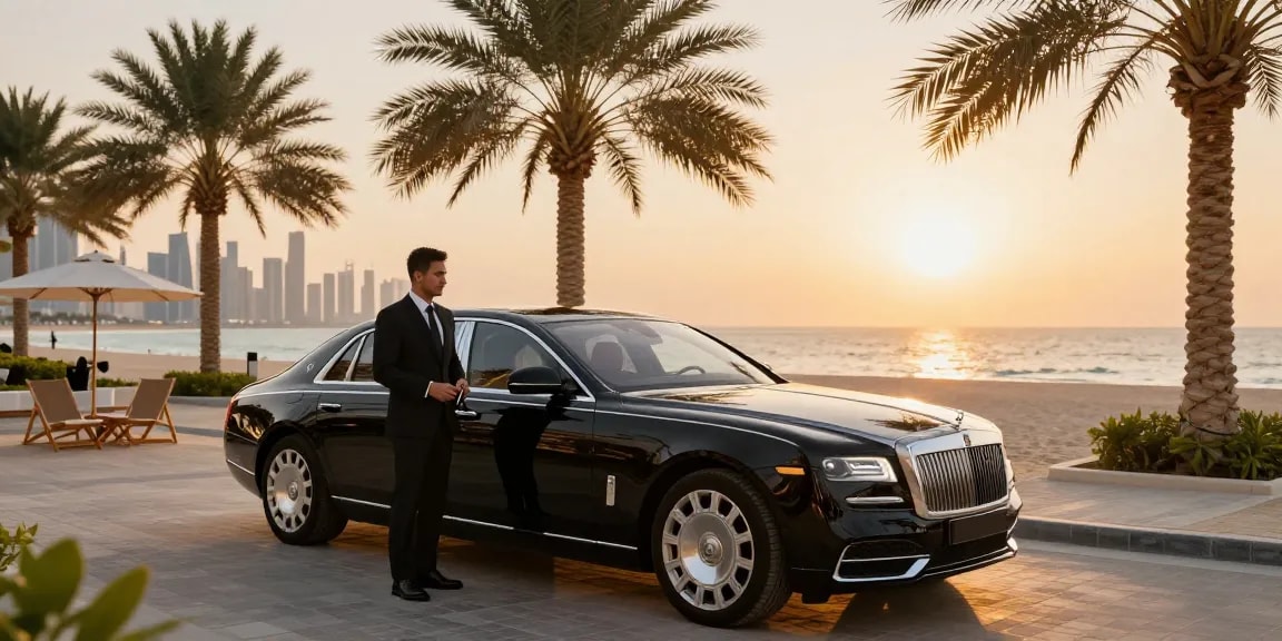 LUXURY 777 mobil mewah disewakan di pantai Dubai dengan pemandangan indah.