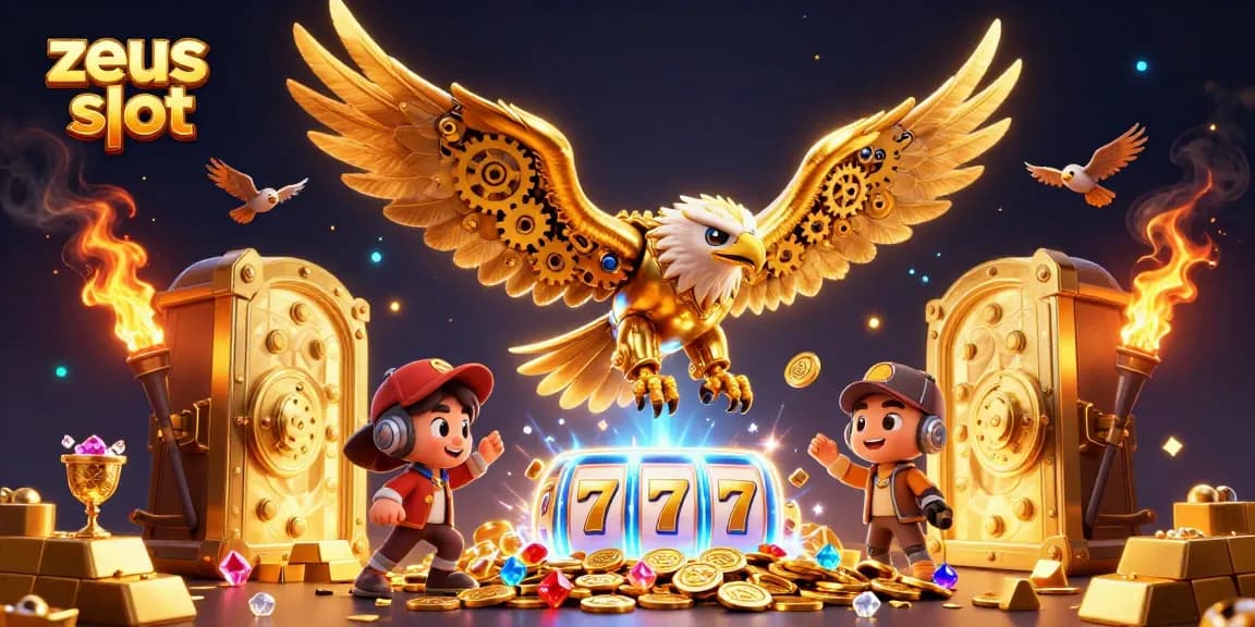 Experience the zeus slot excitement with dynamic symbols and golden treasures in a lavish 3D scene.