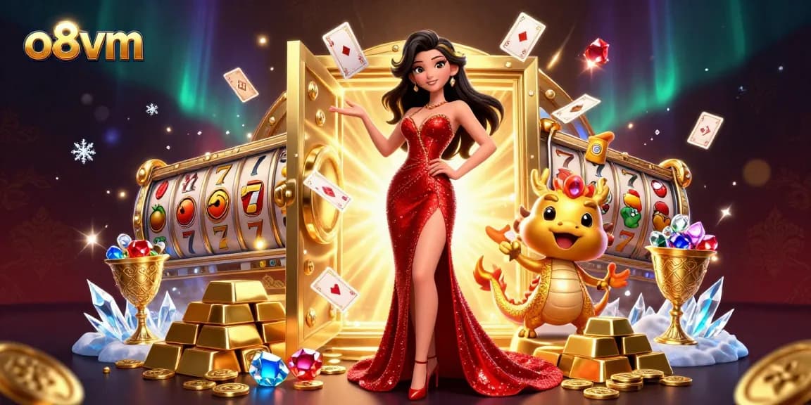 Win big at O8VM casino with our stunning Asian character and vibrant game elements.