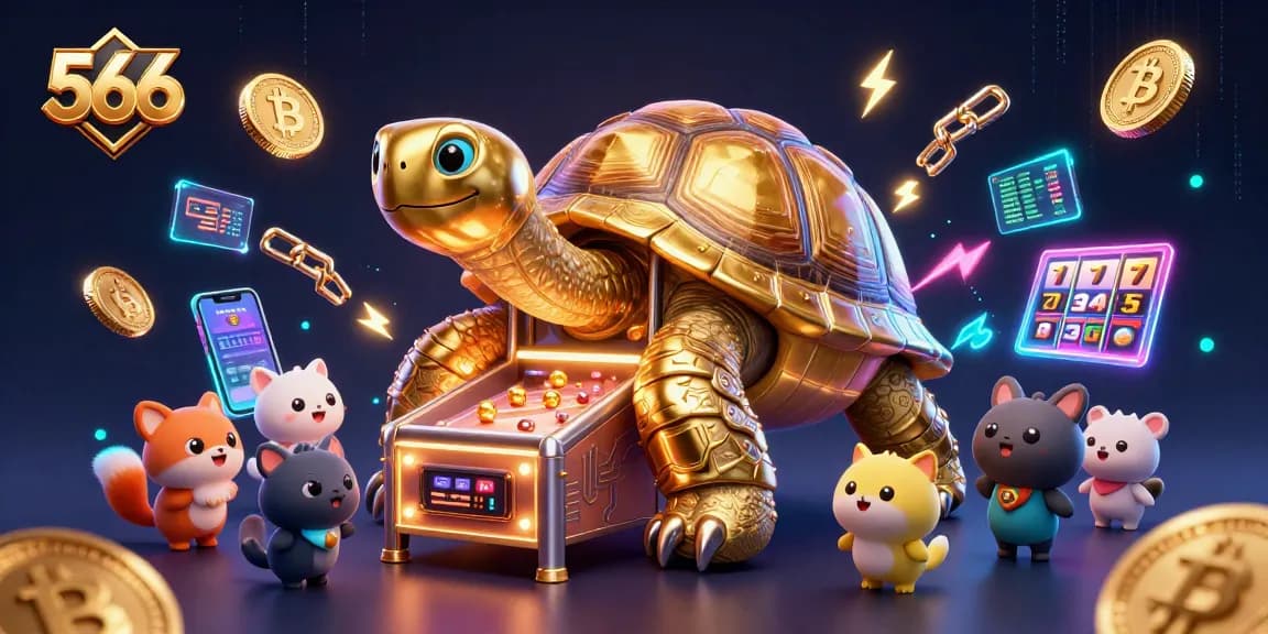 Engage in thrilling gameplay at 566 with a vibrant 3D illustration showcasing an animated casino environment.