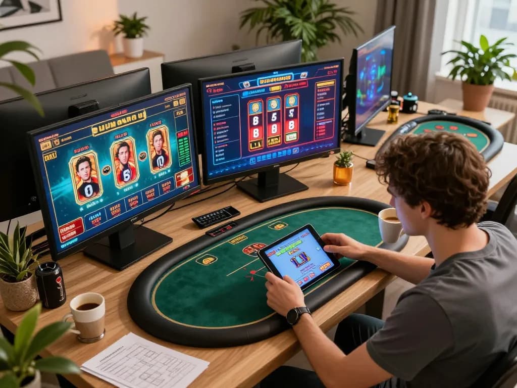 Engaging gameplay experience at O8 online casino with user on tablet exploring varied betting options