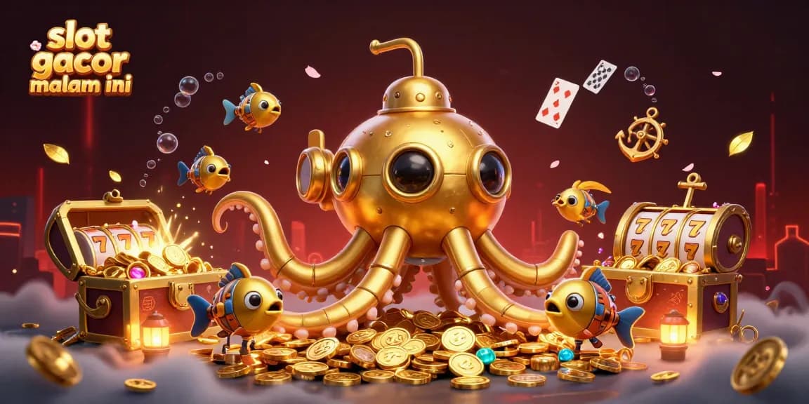 Join the thrilling chase for winnings in slot gacor malam ini with dynamic golden kraken submarine and treasures!
