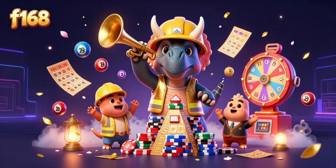 Experience the excitement of f168 with vibrant celebrations of winning strategies in this colorful gaming illustration.