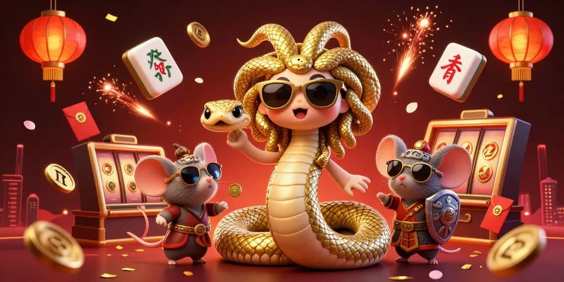 Engage with thrilling onbet88 casino action featuring a playful Medusa and golden lucky symbols.