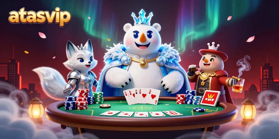 Win big at the atasvip casino with poker and vibrant game elements swirling around.