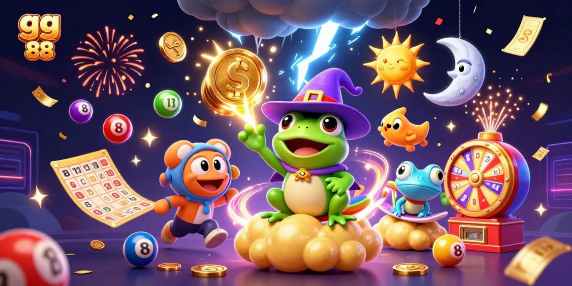 Experience the excitement of gg 88 with a vibrant scene of fantasy characters unleashing golden coins in a dynamic casino atmosphere.