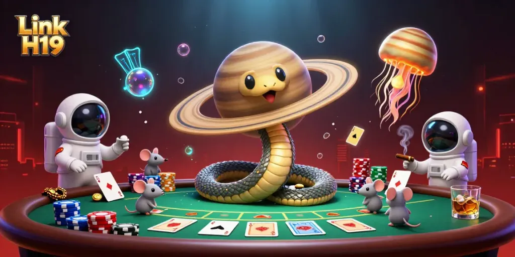 Experience thrilling action at Link H19 with a vibrant casino scene featuring unique characters and dynamic gameplay.