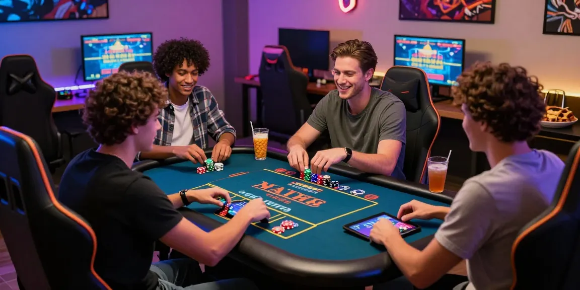 Giocatori coinvolti in un casino non aams, interagendo con tavoli digitali e grafiche vivaci nel loro ambiente di gioco.