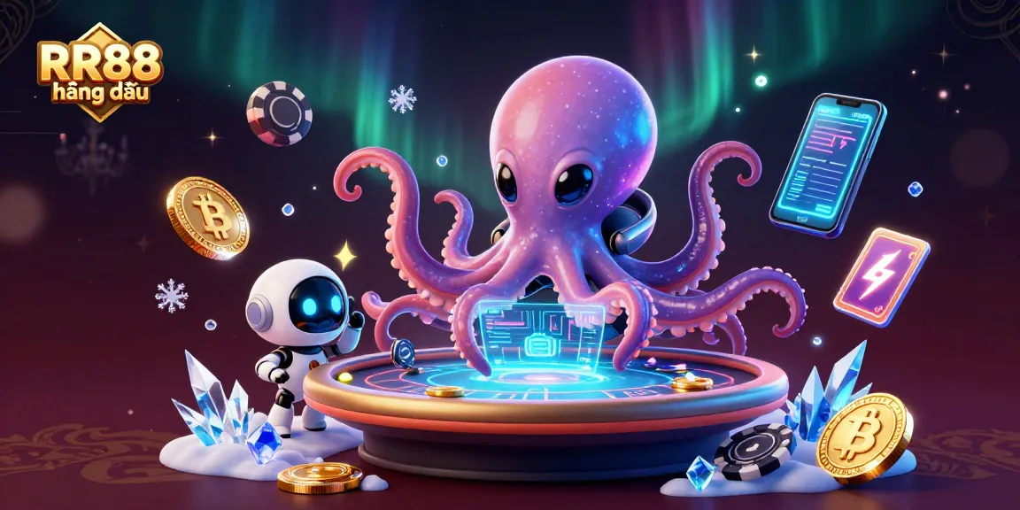 Engage in thrilling gameplay at RR88 hàng đầu with the alien octopus at the poker table.