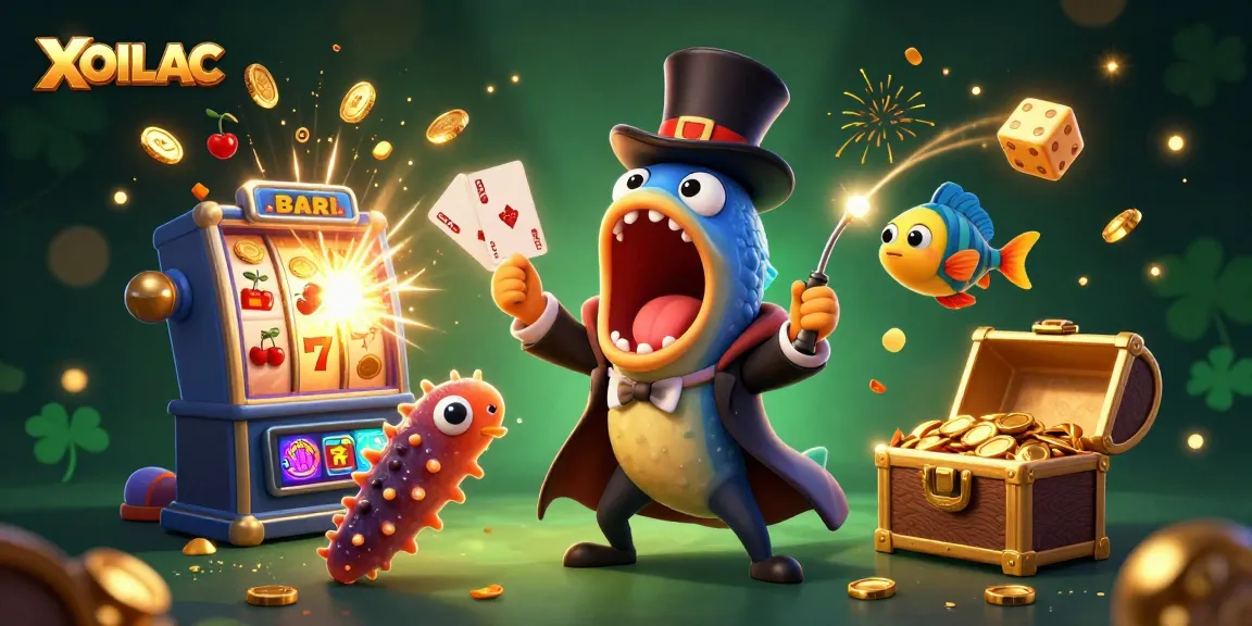 Xoilac enhances gaming with a vibrant scene of animated characters engaging in thrilling casino action.