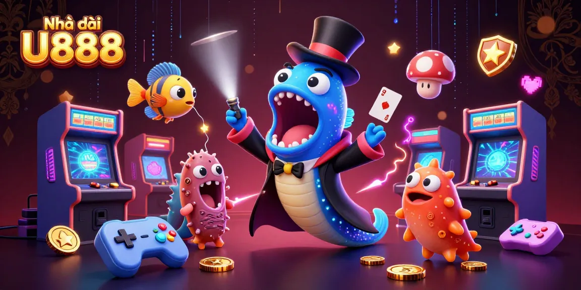 Engage with the magic at Nhà cái U888, featuring a deep-sea eel magician and friends in a vibrant casino.
