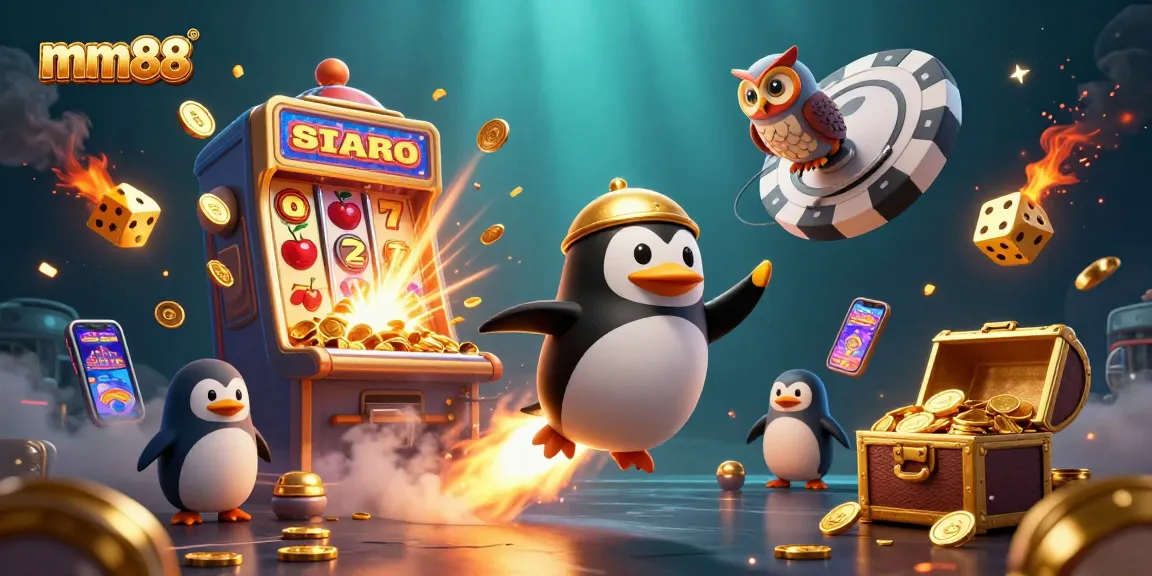 Experience thrilling wins at mm88 with a vibrant 3D casino illustration featuring exciting games and bonuses.