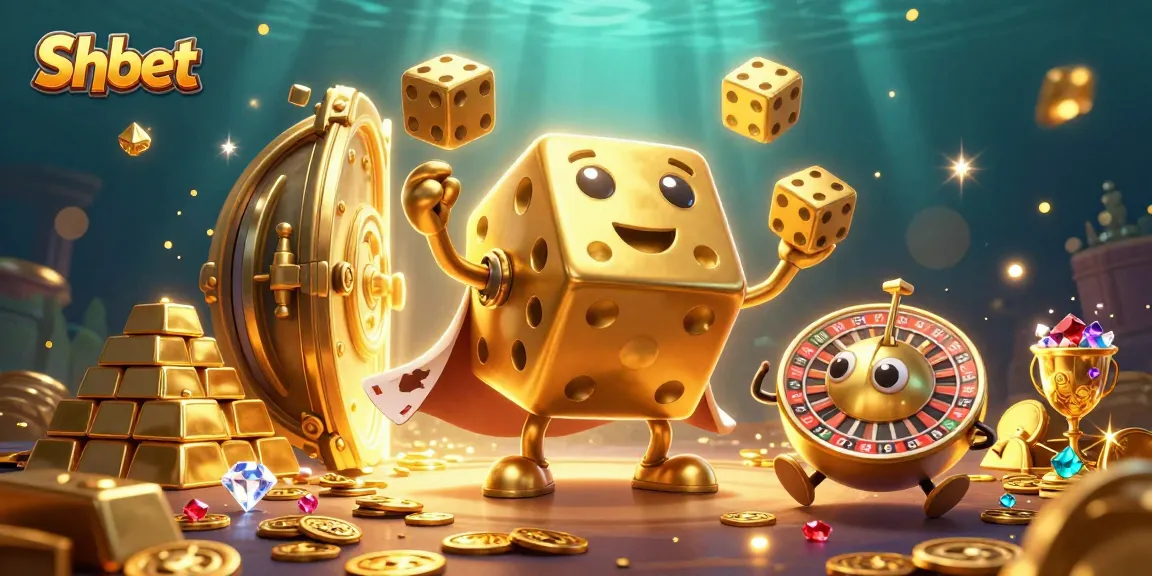 Play with Shbet's exciting golden dice golem and treasure vault adventure, bringing luck to your gaming.