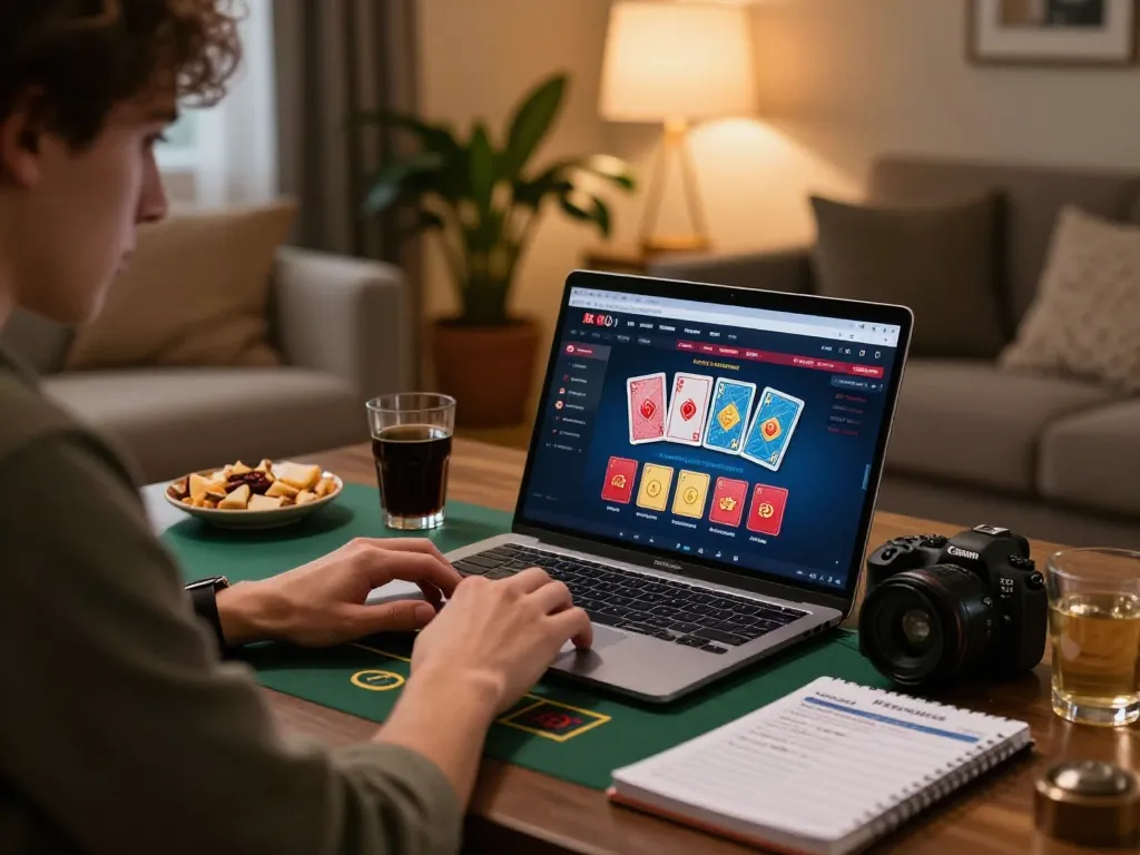 Engaged in online blackjack at home, gamebaidoithuong8 player tracking strategies.