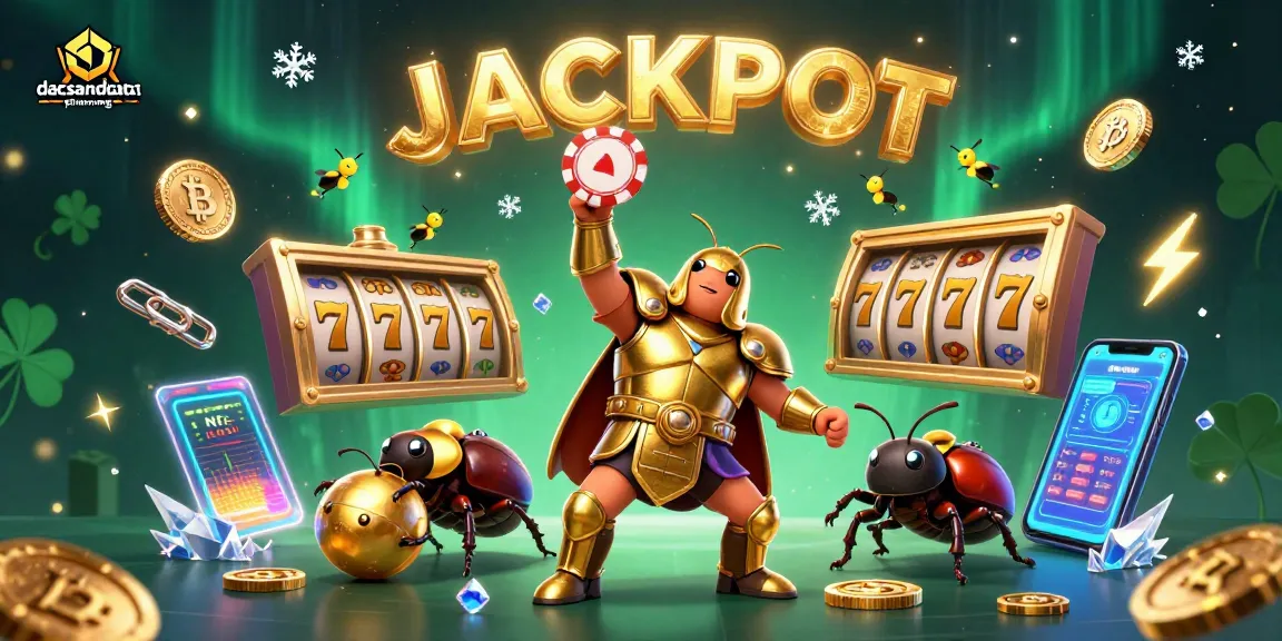 Engaging dacsandatphanrang scene showcasing 3D beetles in a casino-themed victory pose with gaming elements.