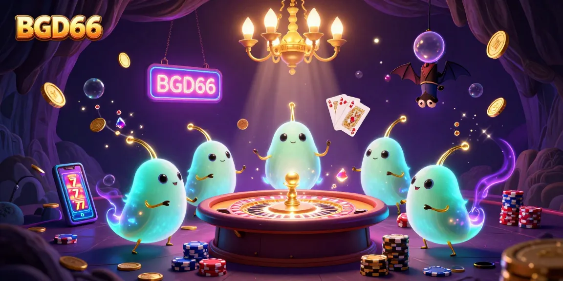 BGD66 illuminates a casino scene with glowworms and a bat dealer, showcasing vibrant gambling features.