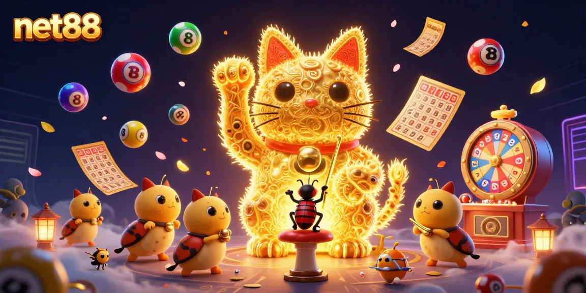 Experience exciting gameplay at net88 with dynamic lottery elements and a whimsical lucky cat design.