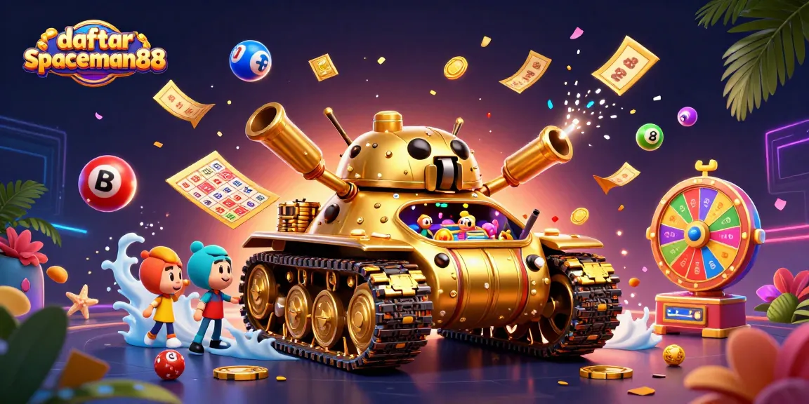 Play exciting games and explore daftar spaceman88 with a vibrant casino scene featuring riches and fun elements.
