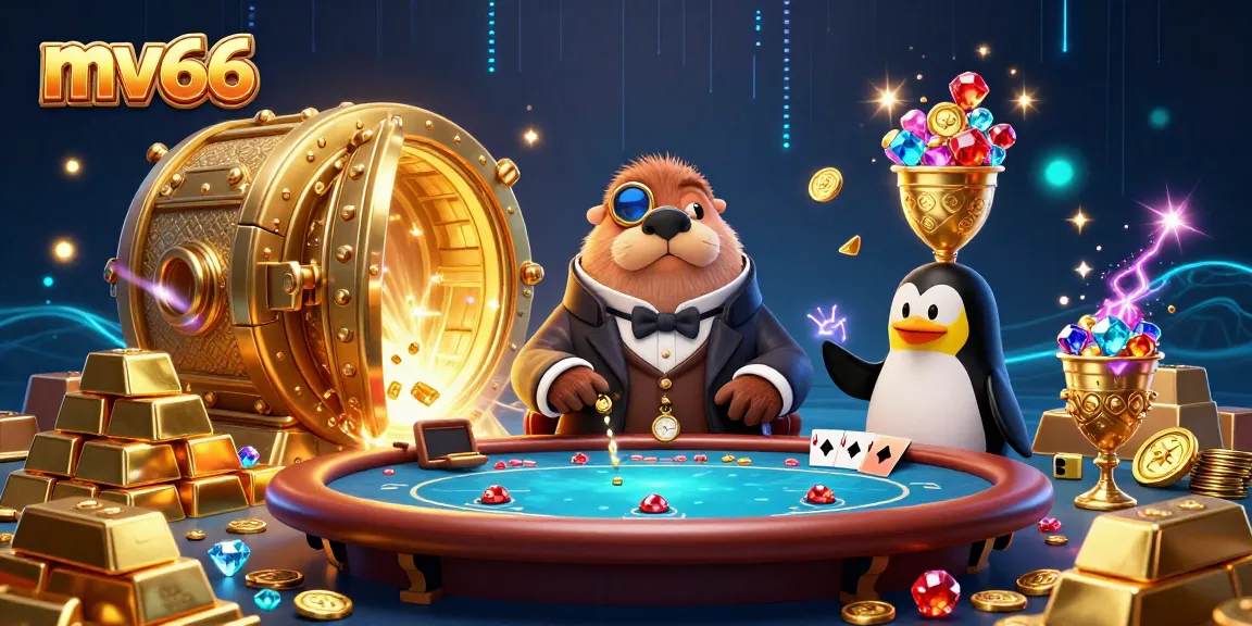 Experience vibrant gambling action with mv66, featuring unique characters at an underwater poker game.