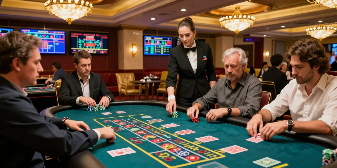 Situasi mewah di kasino dengan pemain taruhan LUXURY777 Link Alternatif yang terfokus di meja roulette.