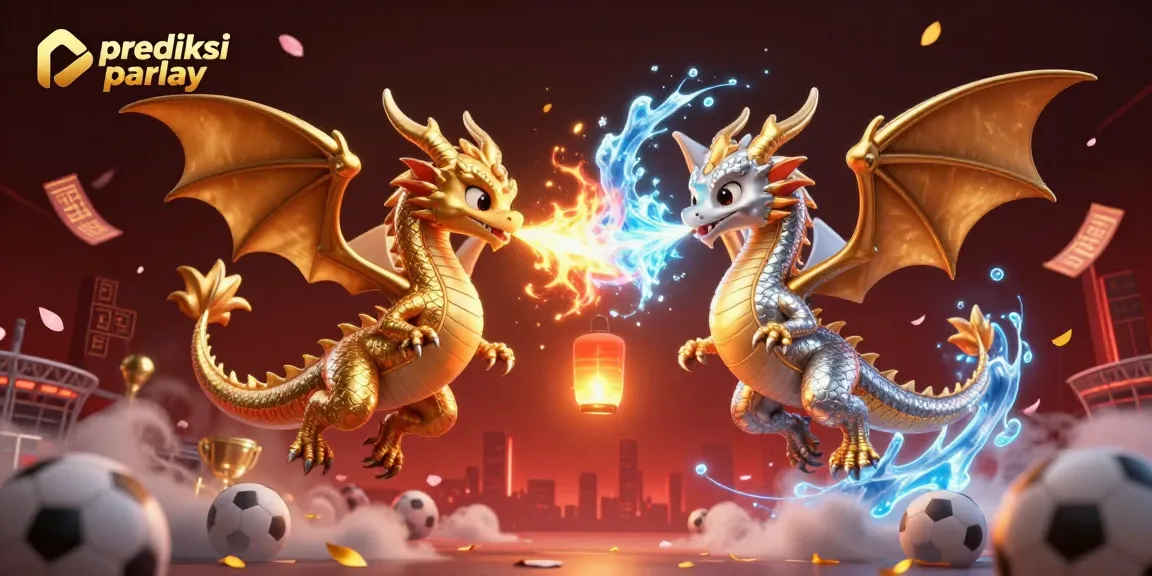 Experience the thrill of betting with prediksi parlay while dragons soar amidst vibrant sports elements.