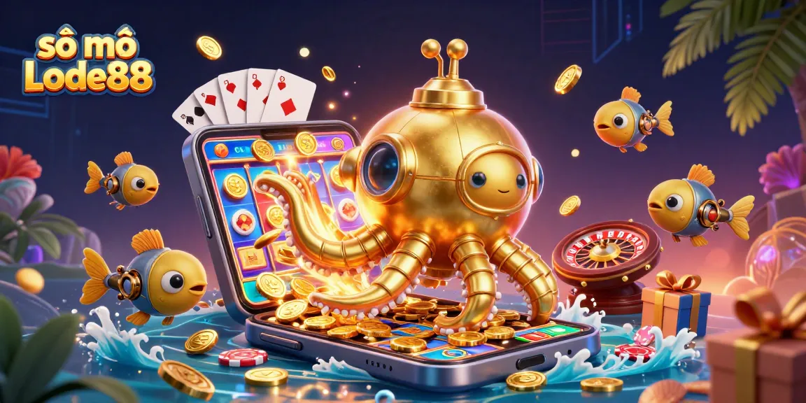 Win big with sổ mơ Lode88 in this captivating 3D casino scene bursting with action.
