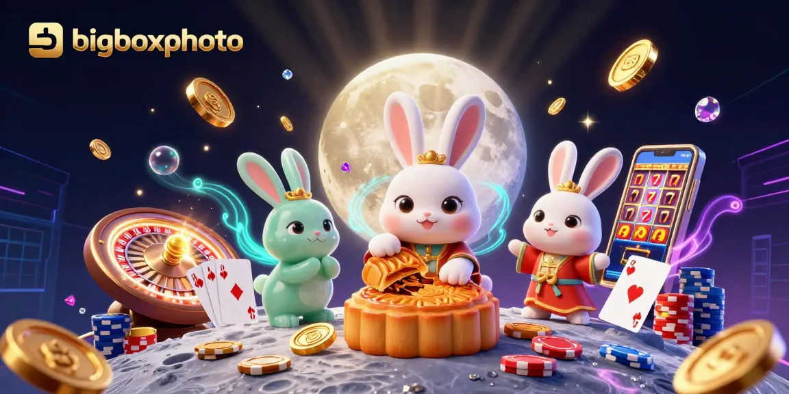 bigboxphoto highlights fun lunar casino adventure with moon rabbit and vibrant gaming elements.