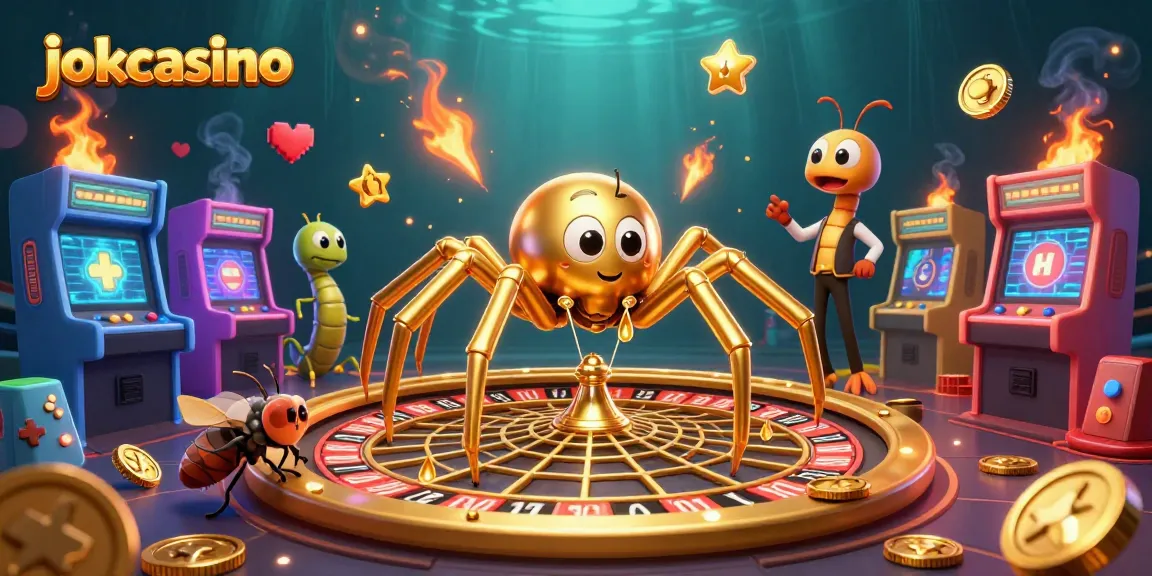 Spin the roulette at jokacasino with a daring fly and golden spider as croupier