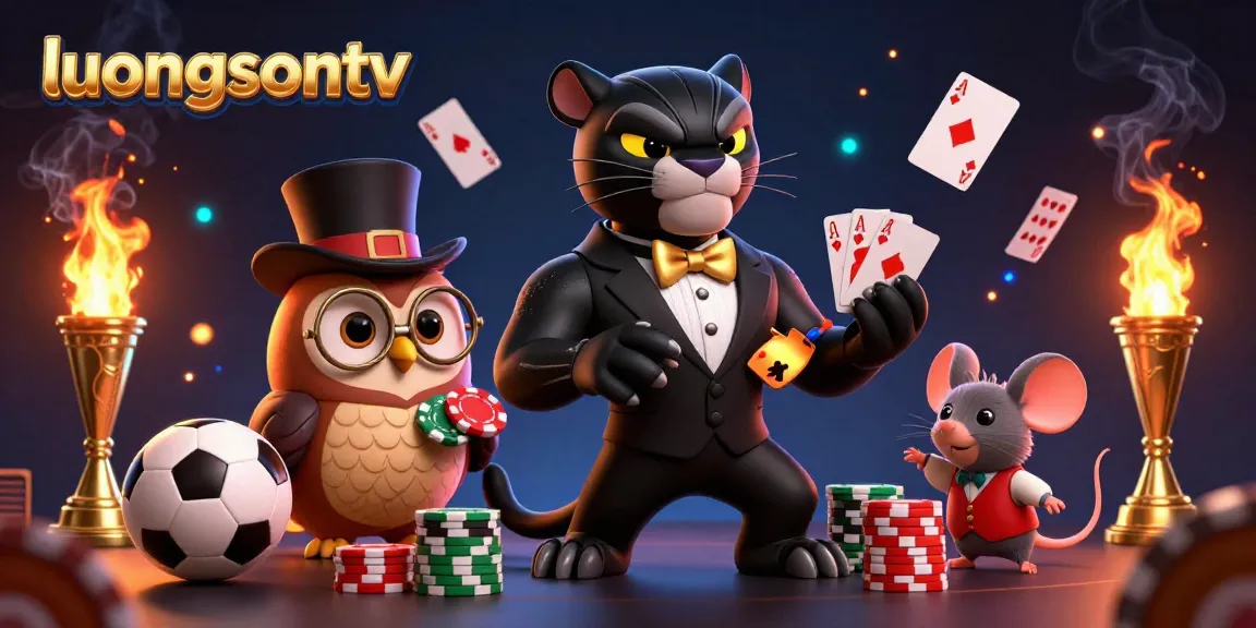 Experience thrilling sports betting with luongsontv through a dynamic scene featuring a panther dealer and classic cards.