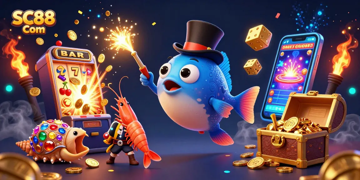 Engage with SC88 Com in a thrilling underwater casino scene featuring a charismatic anglerfish, pirate shrimp, and gem-encrusted snail.