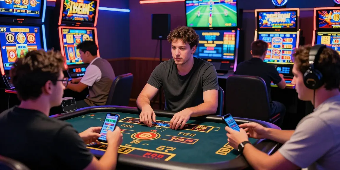 Engaged players at 68gamebai enjoying live casino games with vibrant digital displays.