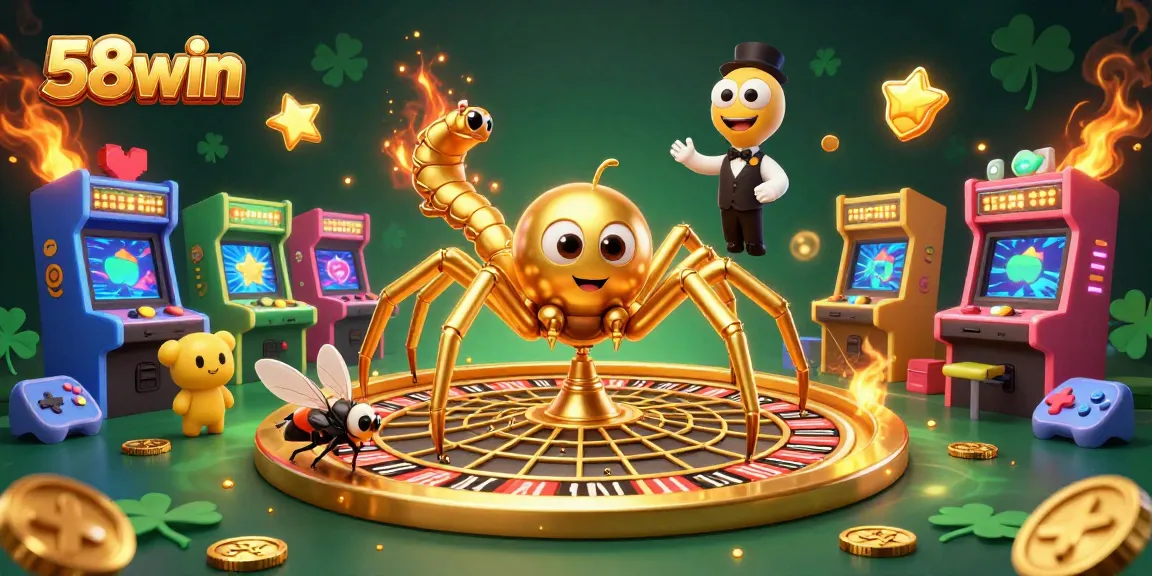 Experience thrilling roulette action with 58win in a vibrant, cartoon-style 3D casino scene.