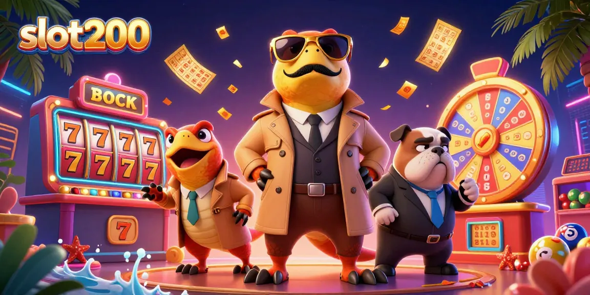 Rangkuman permainan menarik di slot200 dengan raptor kartun dan elemen lotere penuh warna.