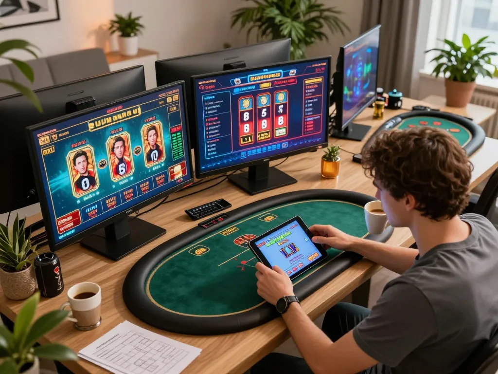 Engaging gameplay experience at O8 online casino with user on tablet exploring varied betting options