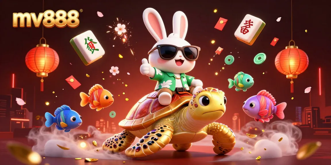 Experience the thrill of mv888 with vibrant casino graphics showcasing luck and fortune.
